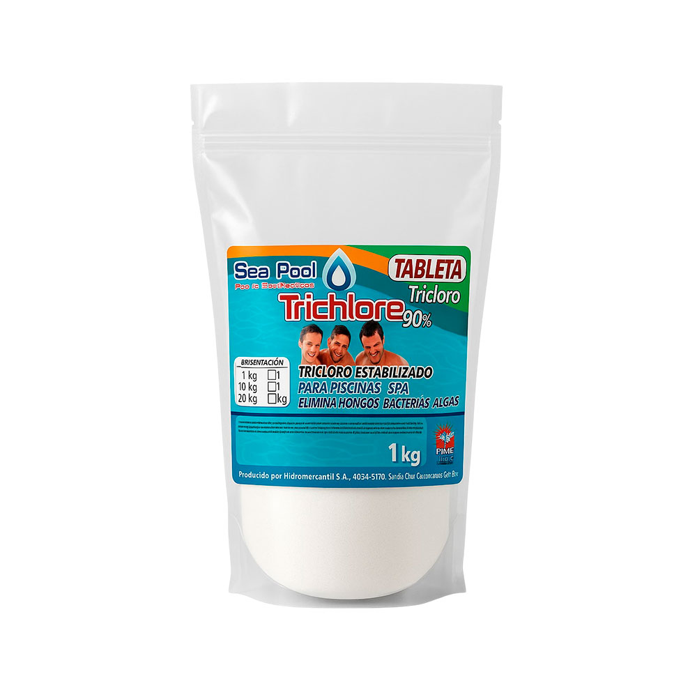 TRICHLORE PLUS 90%, 1 KG TABLETAS PARA PISCINAS Y SPA *SEA POOL*